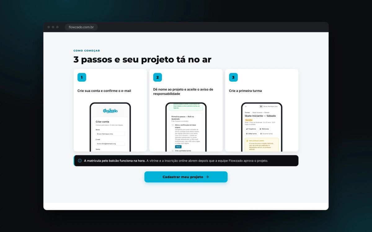 Três passos para colocar o projeto no ar
