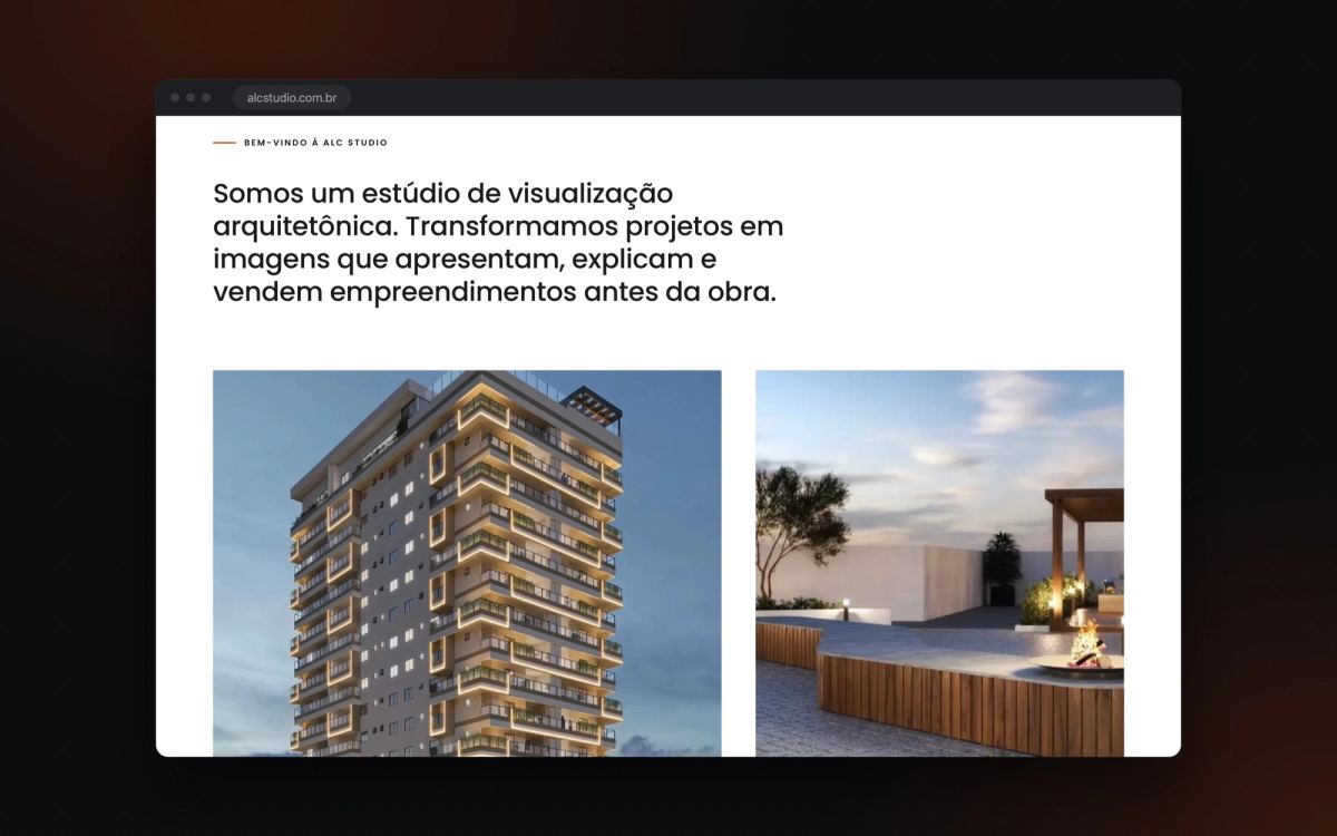 Apresentação da ALC Studio na home