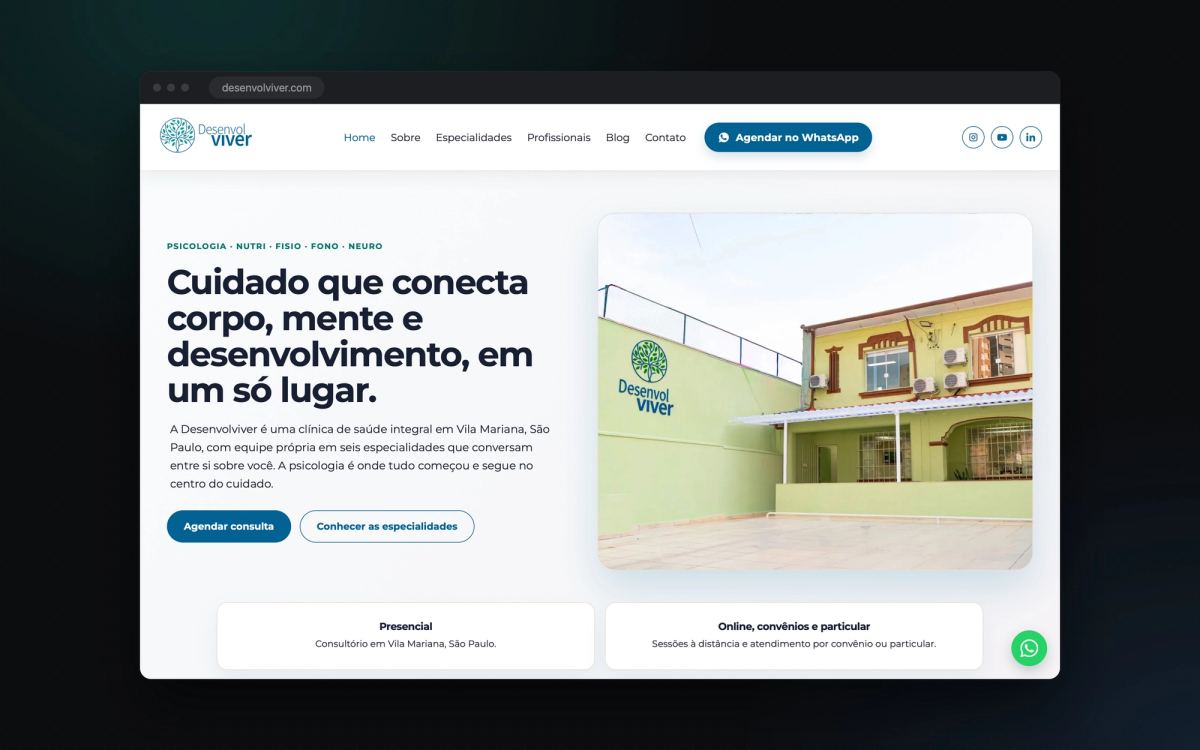 Home do site novo da Desenvolviver
