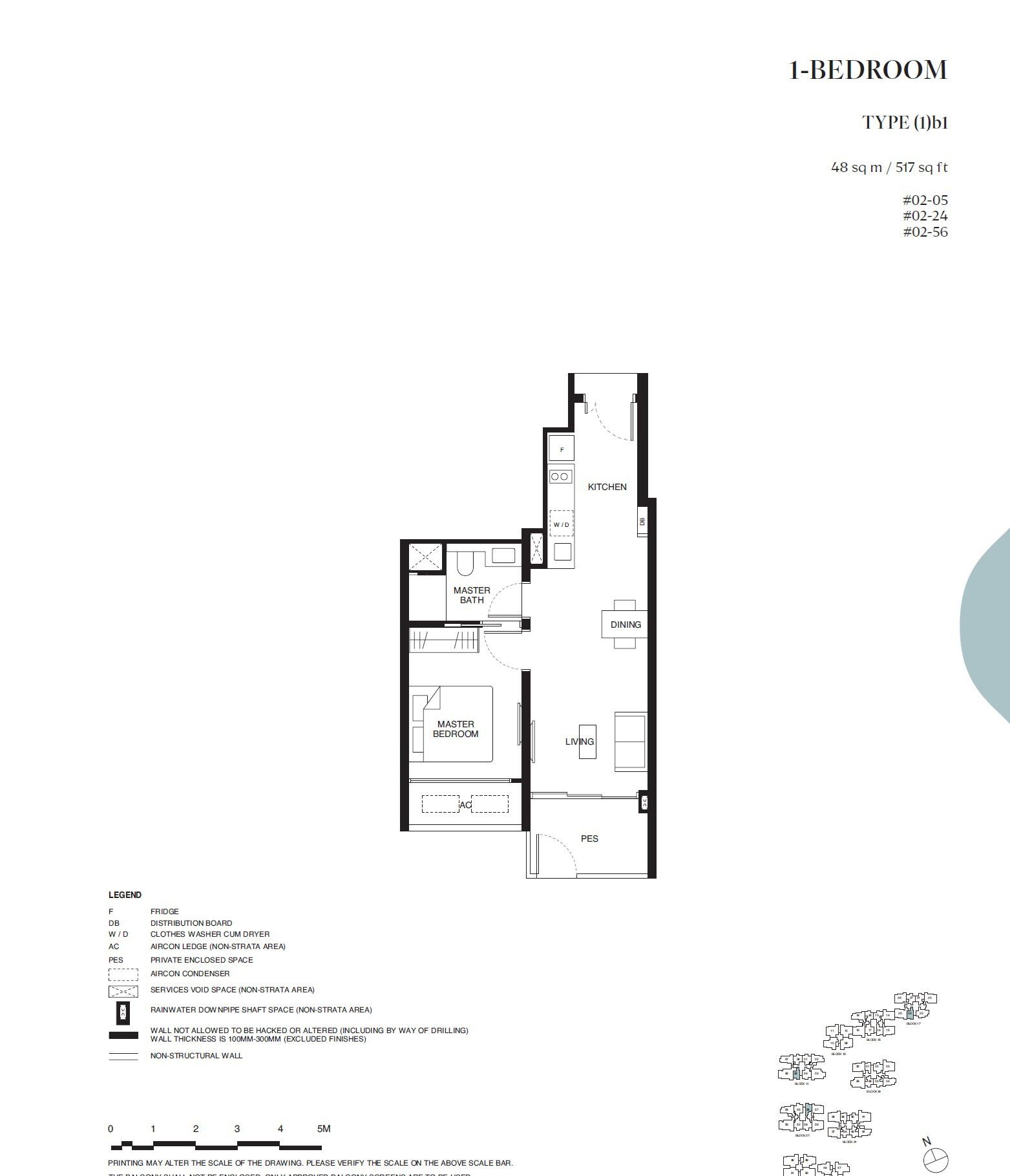 1 BEDROOM — (1)b1