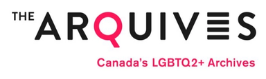 A black and pink logo that reads: “The ARQUIVES, Canada's LGBTQ2+ Archives.”  