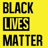 Yellow and black logo that reads: “Black Lives Matter.”