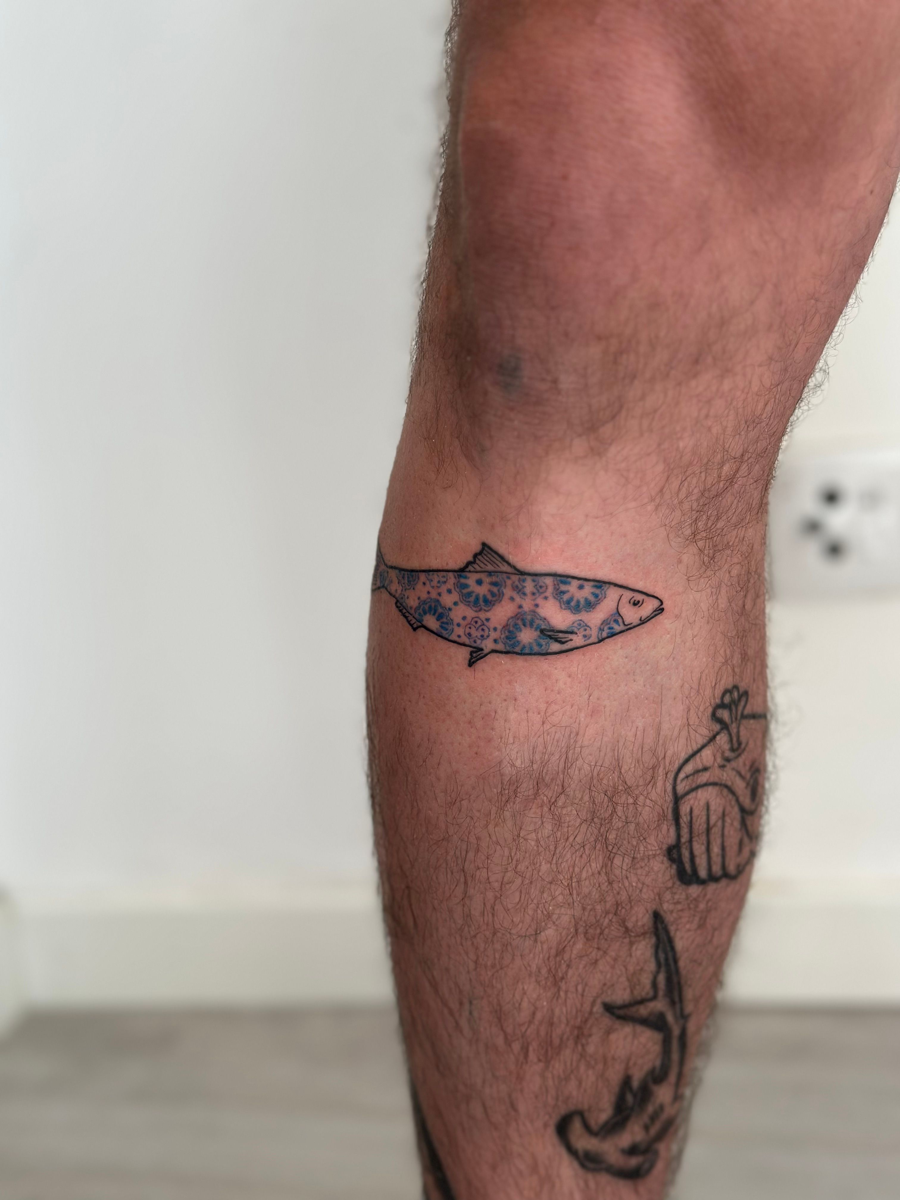 Porcelain Sardine Tattoo by Bare Ania