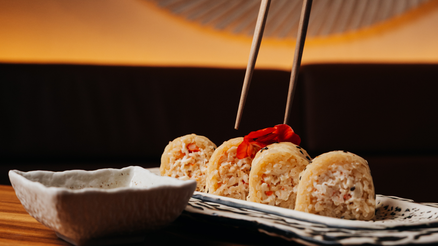 Chopsticks resting on a holder at the Japanese restaurant Arko, in the Eixample of Barcelona