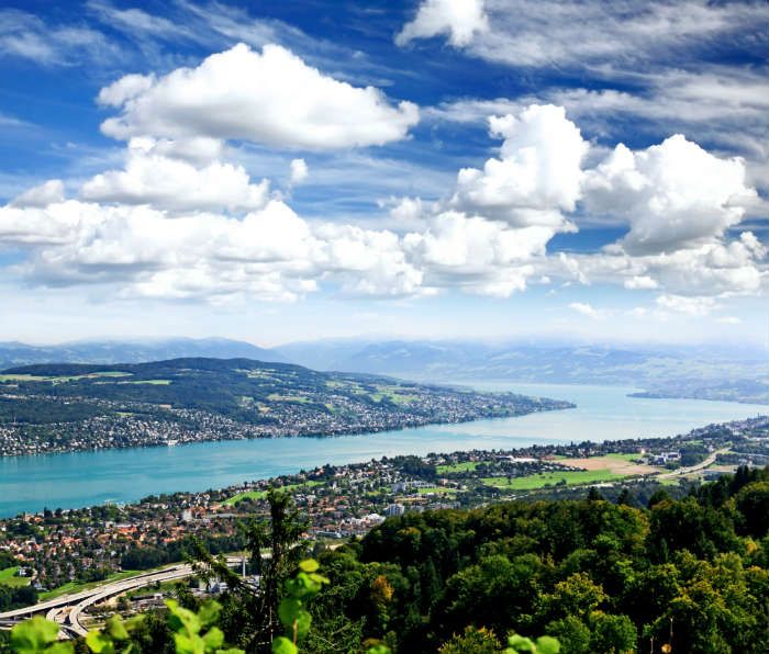 View of lake Zurich in Switzerland