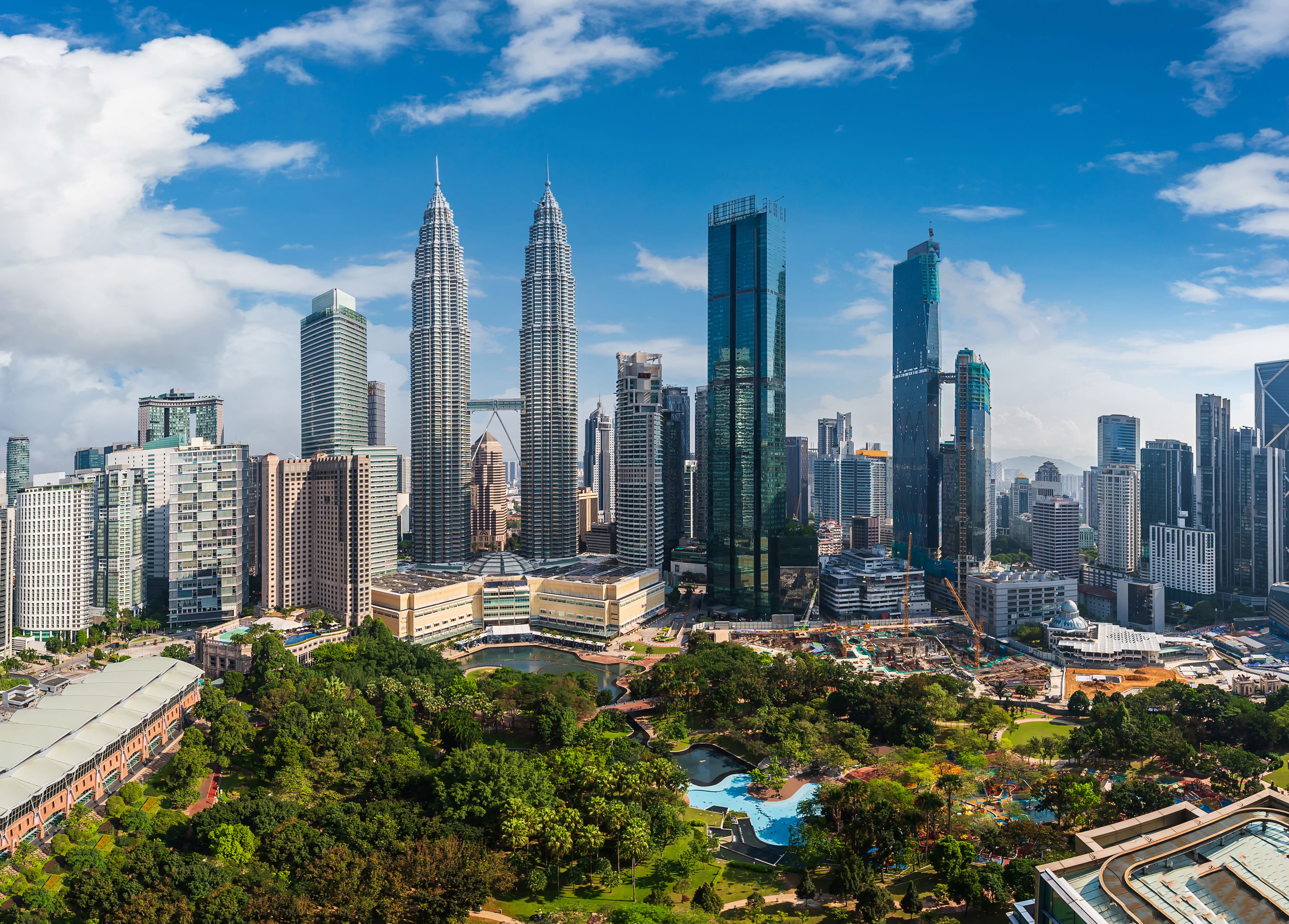 An aerial view over Kuala Lumpur city centre in Malaysia