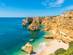 View of Praia da Marinha beach and coastal cliffs in the Algarve