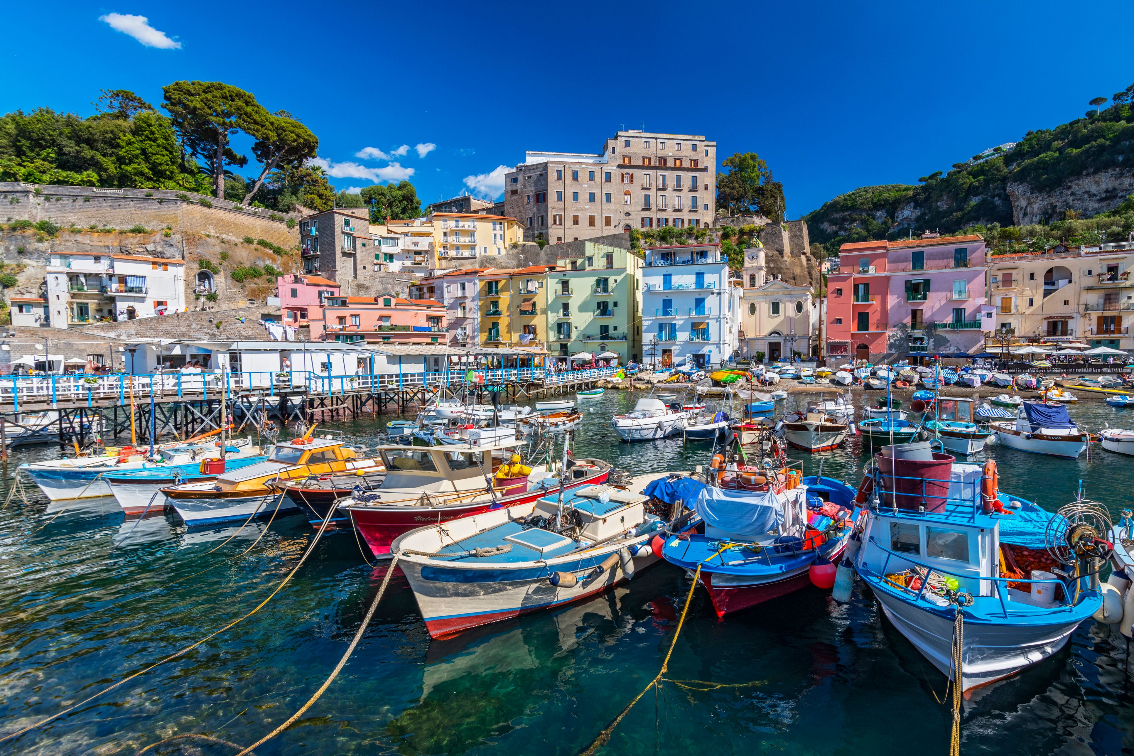 Small fishing boats at harbor Marina Grande in Sorrento