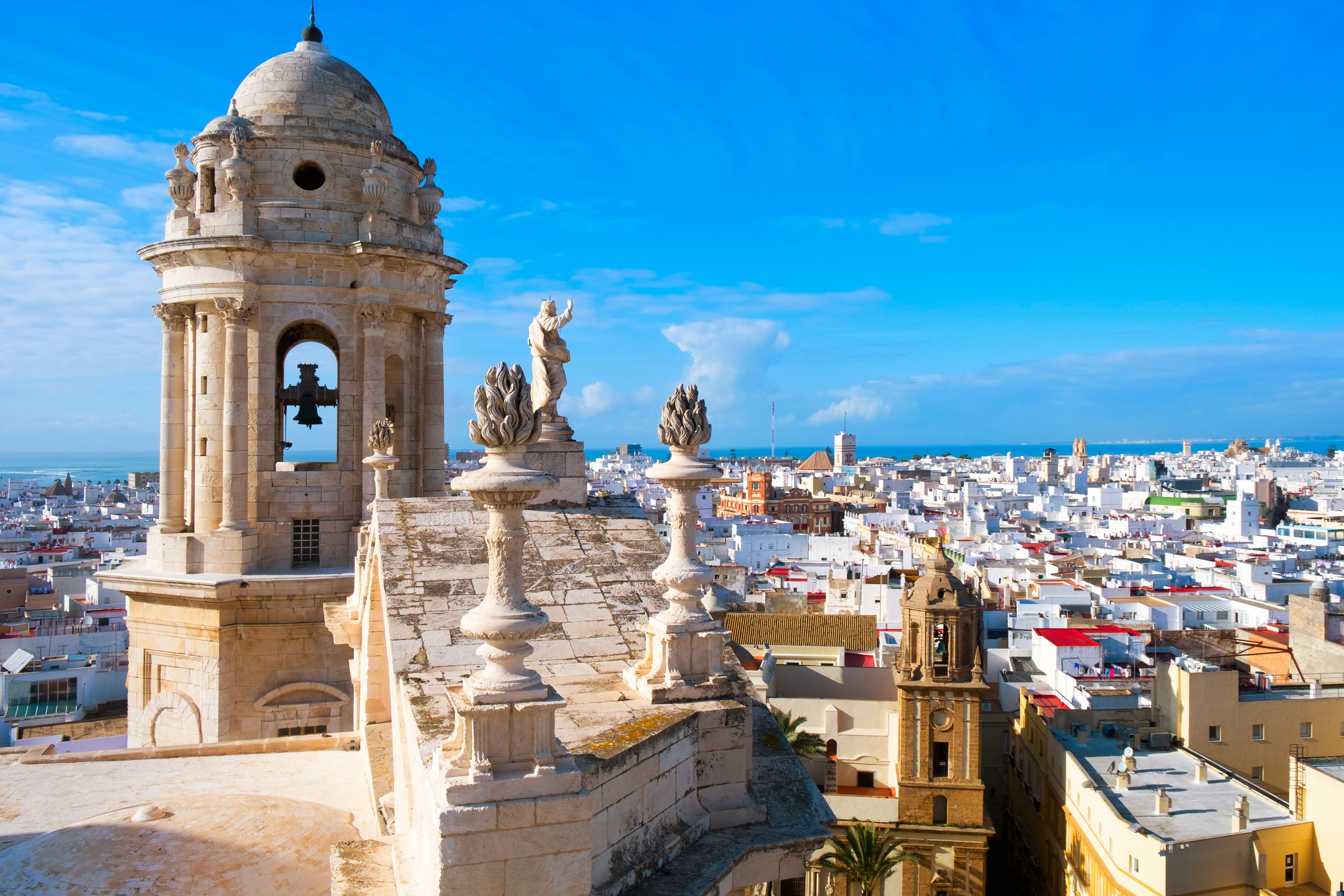 An aerial view of the roofs of Cadiz, Spain