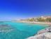 A view of El Duque beach in south Tenerife on a bright, sunny day