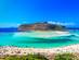 A view of Balos Lagoon on a bright sunny day in Crete, Greece
