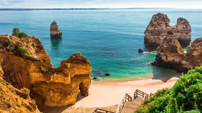 Golden sandy beach in the Algarve