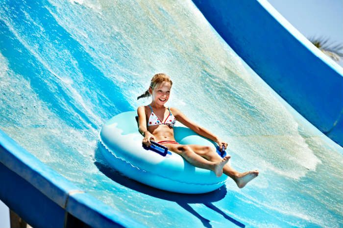 Girl on waterslide
