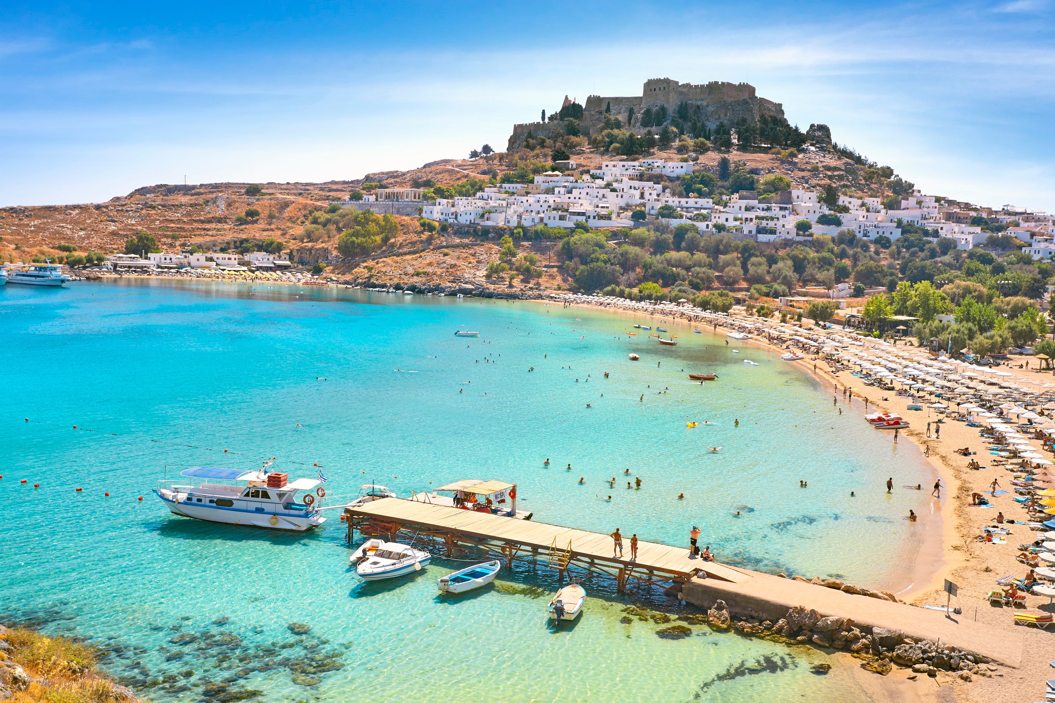 A view of Lindos Bay on Rhodes