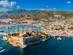 Aerial view of Bodrum Castle and coastline in Turkey