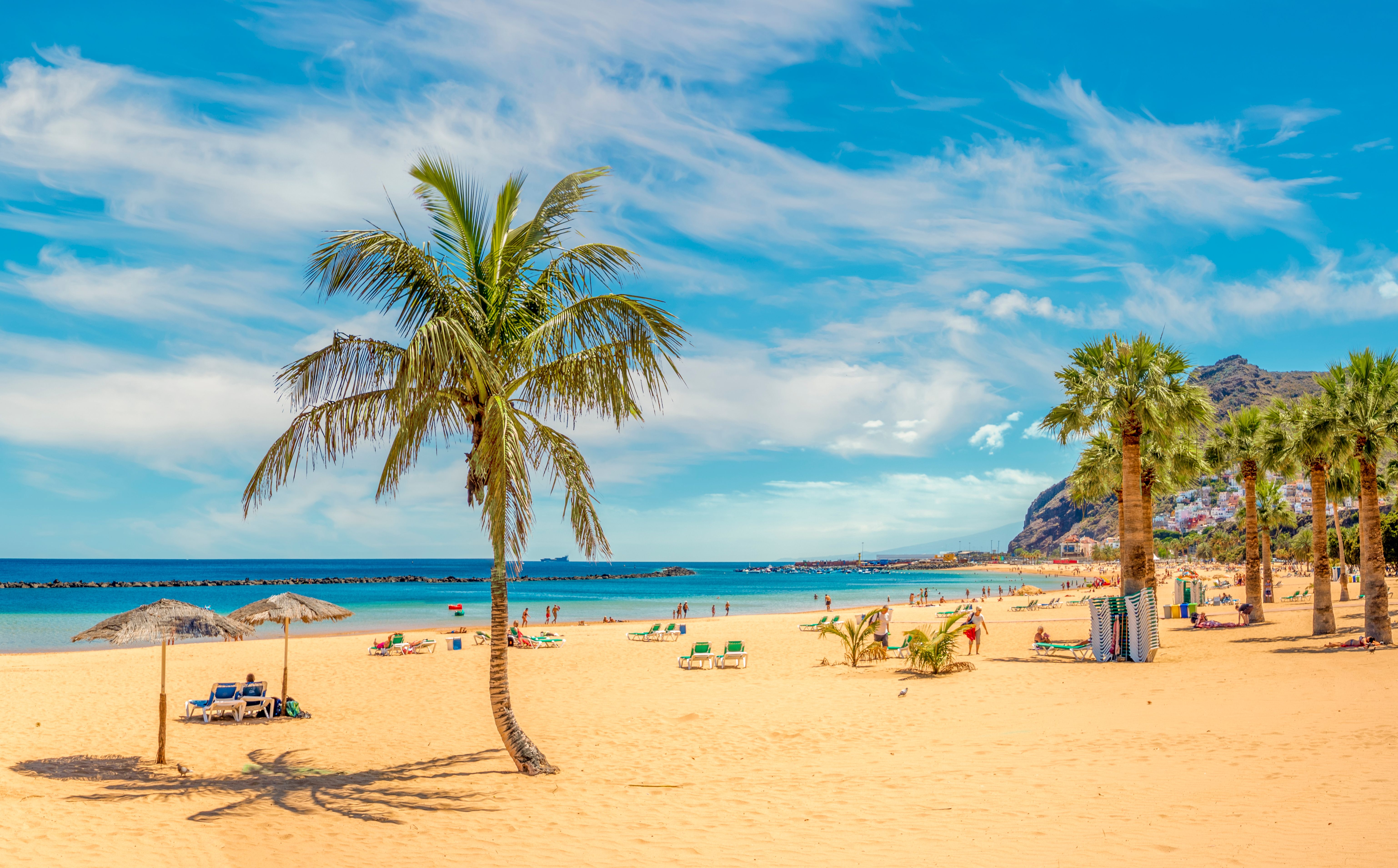 Teresitas beach in Tenerife on a bright, sunny day