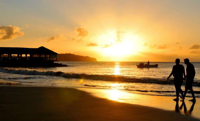 Sunset walk along the beach