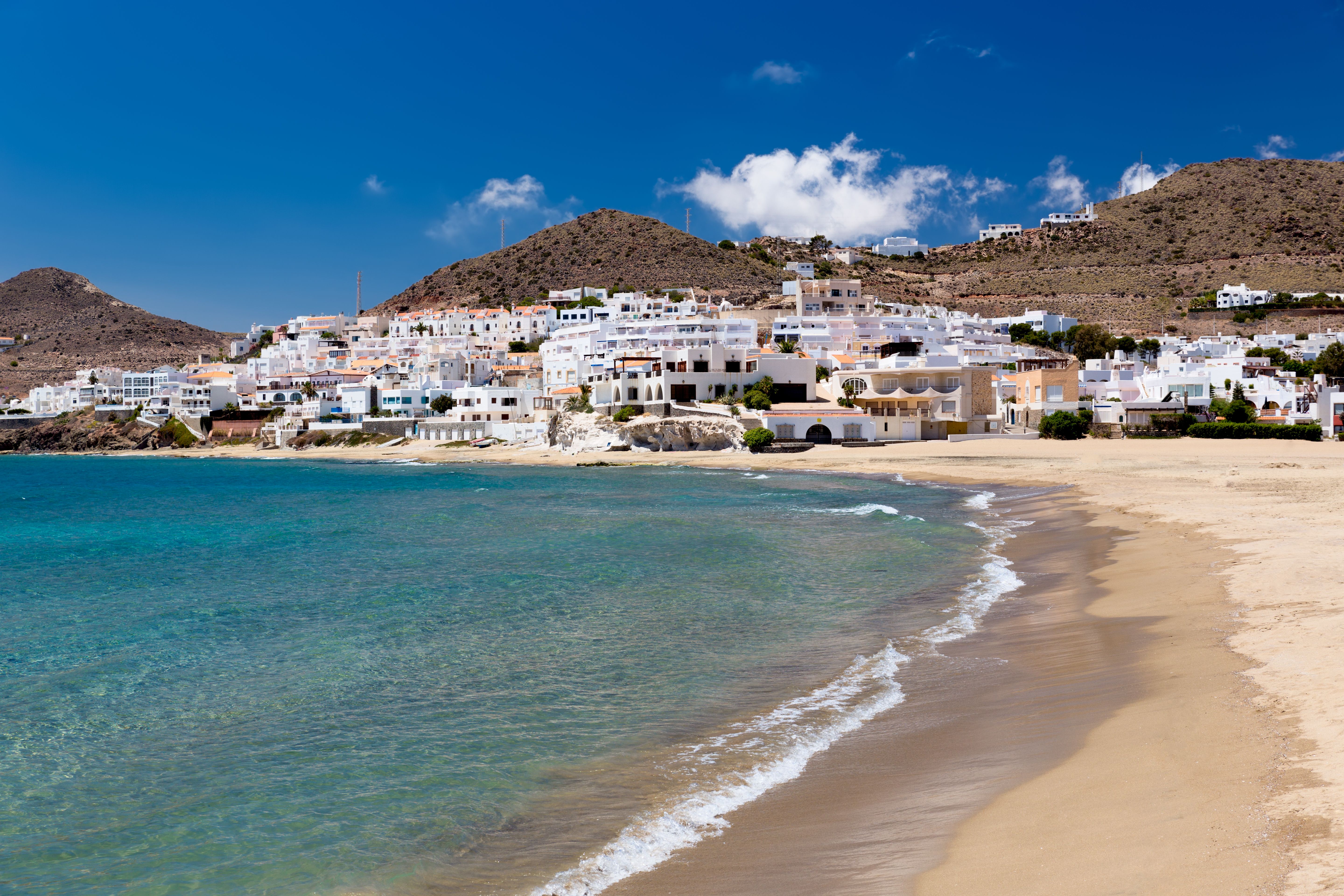 view of Cabo de Gata village and coast in Costa Almeria, Spain