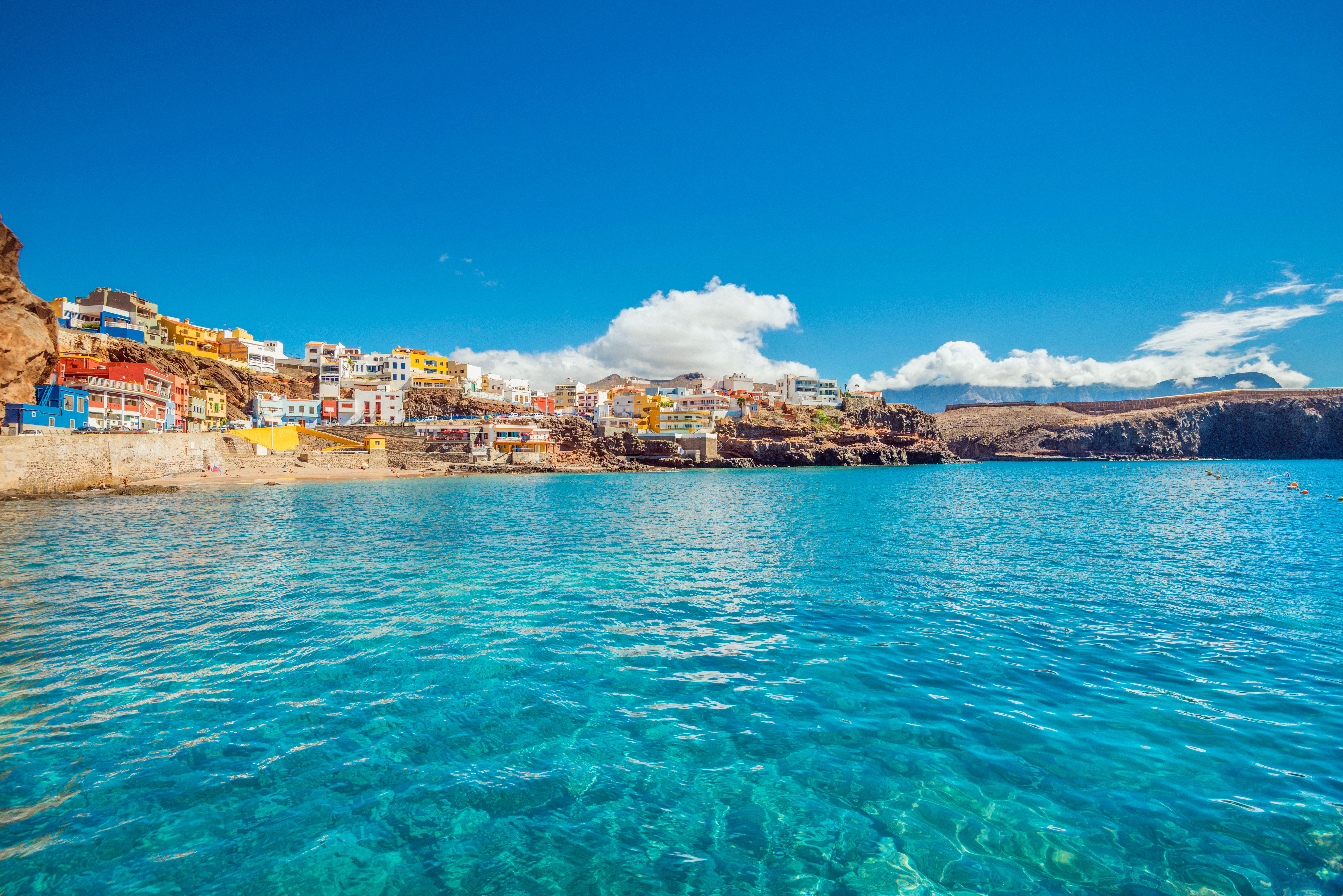 A view across the sea of Sardina del Norte fishing village in Gran Canaria