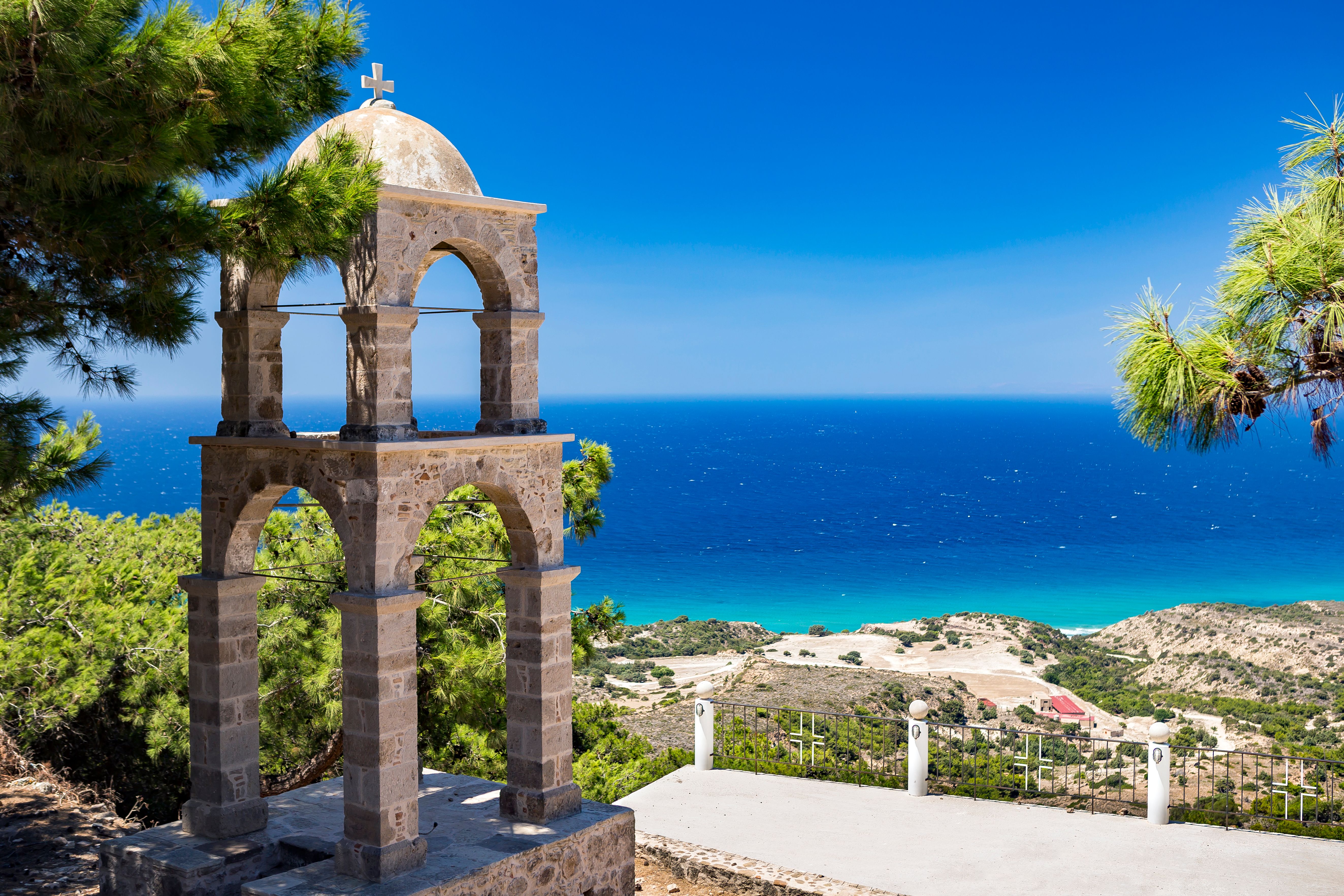 View of the sea from the Monastery of Agios Ioannis Thymianos on Kos island, Greece