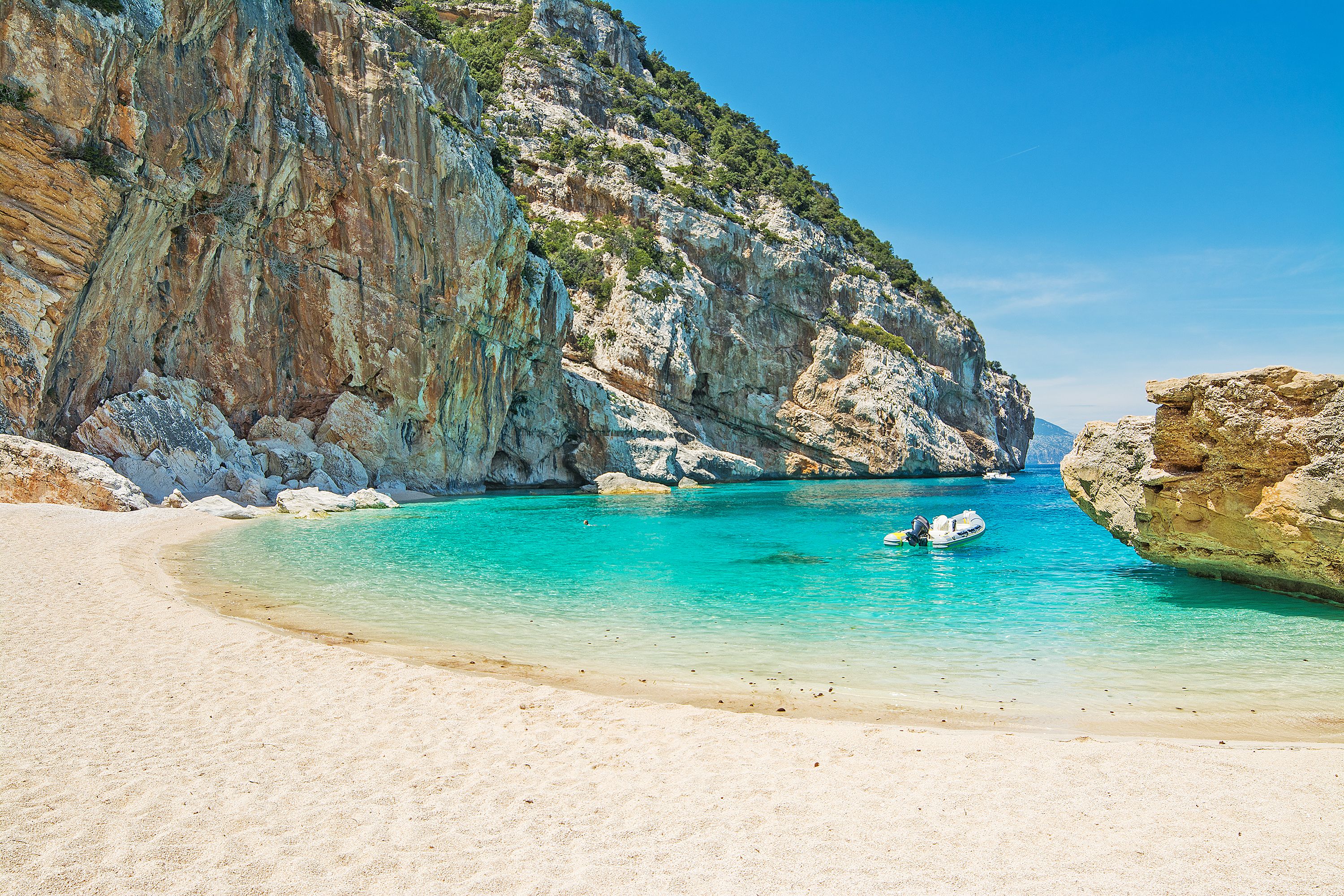 Cala Mariolu beach on a clear day in Sardinia