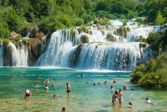 Swimming at Krka national park, Croatia