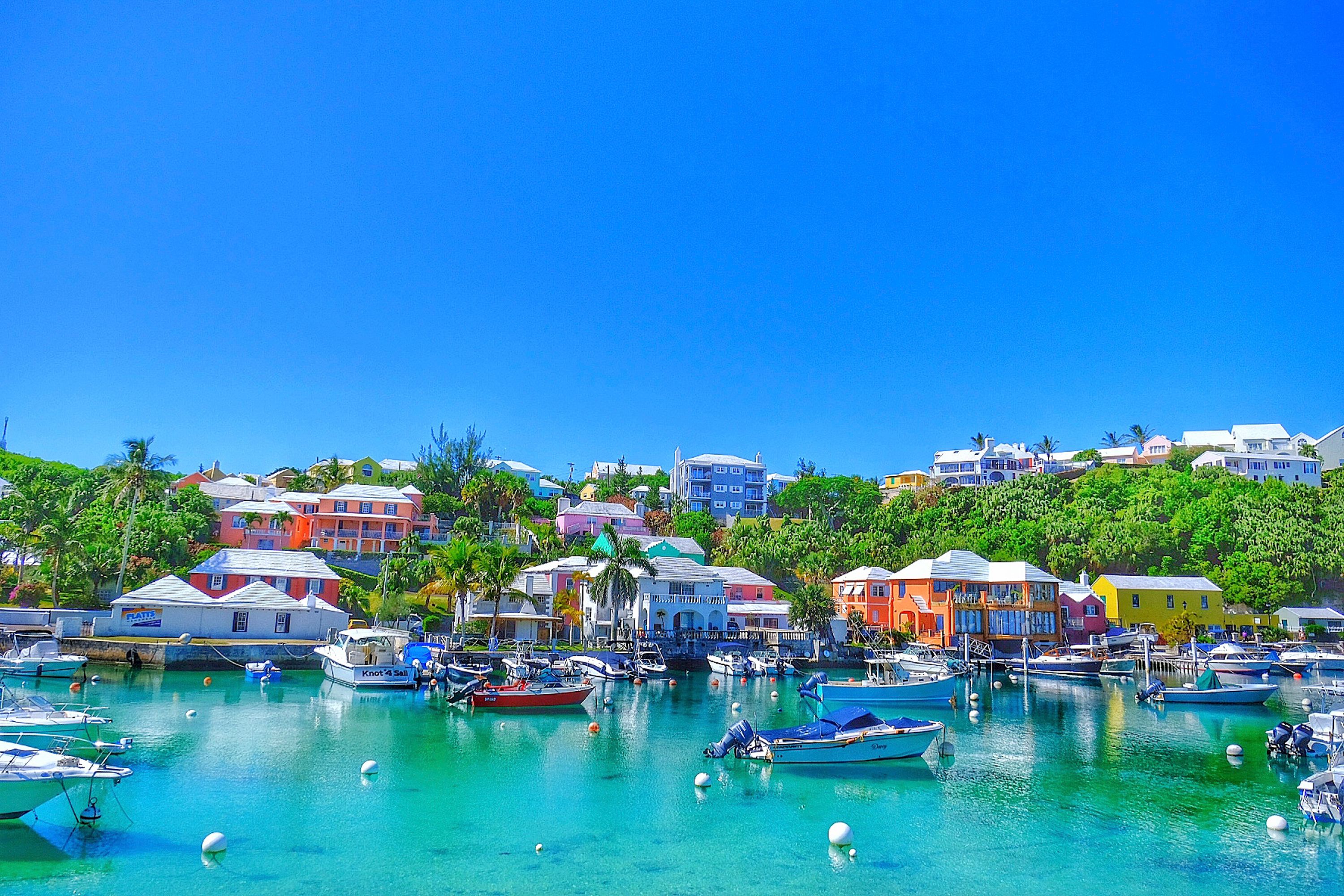 Colourful waterfront houses in Flatts Village, Bermuda