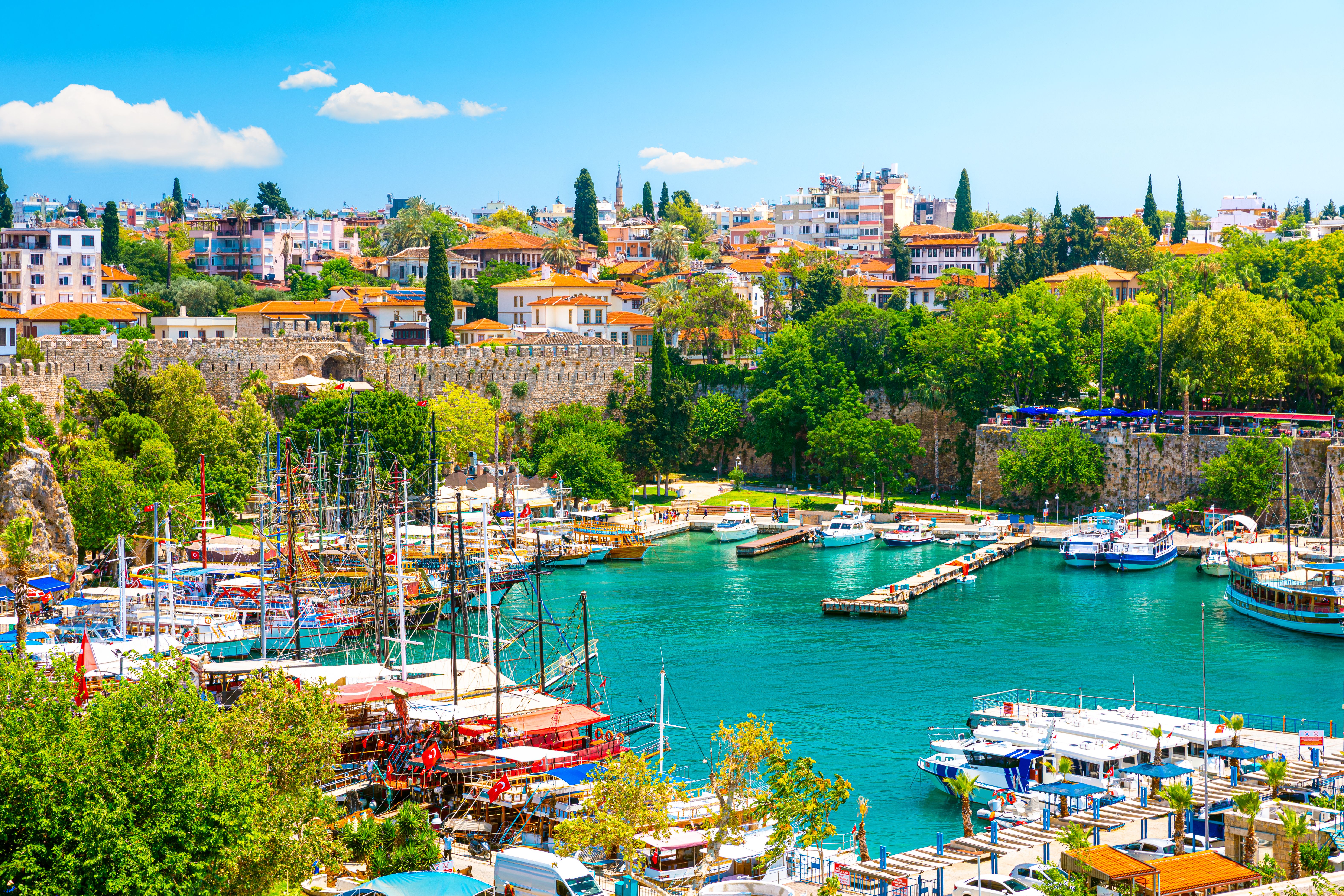 View of the harbour in Antalya old town (Kaleici) in Turkey