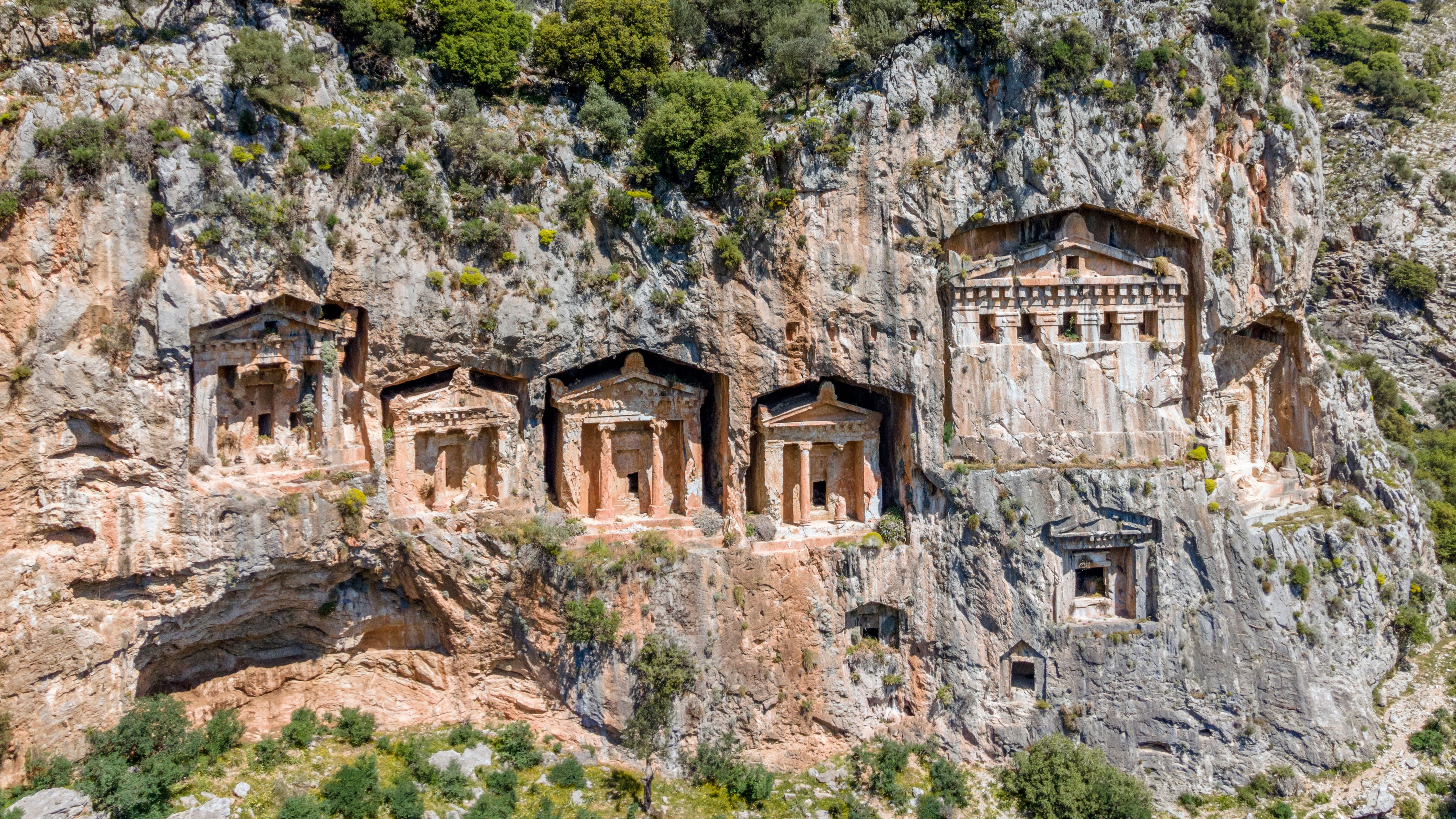A view of the Lycian Rock Tombs in Dalyan, Turkey