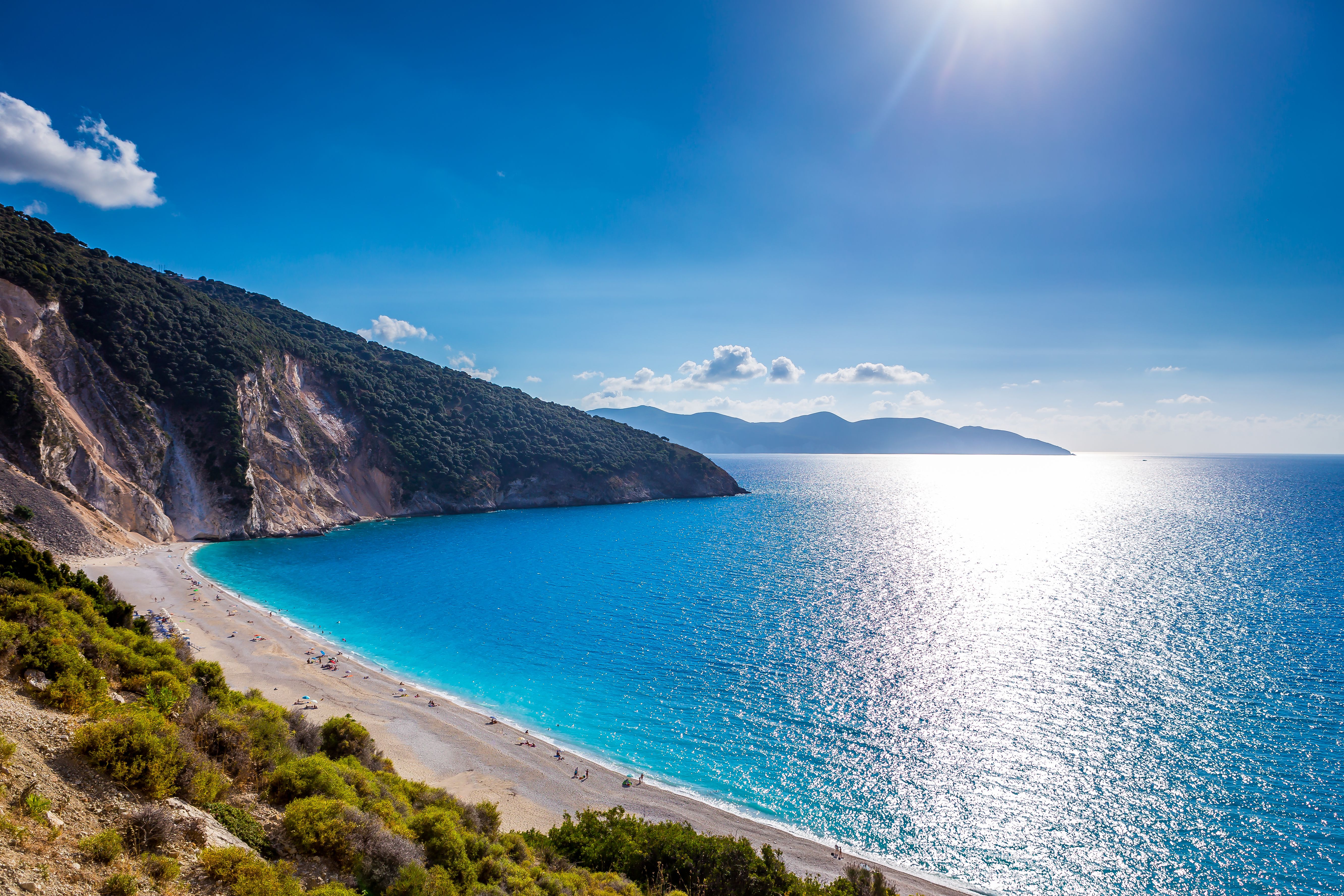 Scenic view of Myrtos beach on the Greek island of Kefalonia