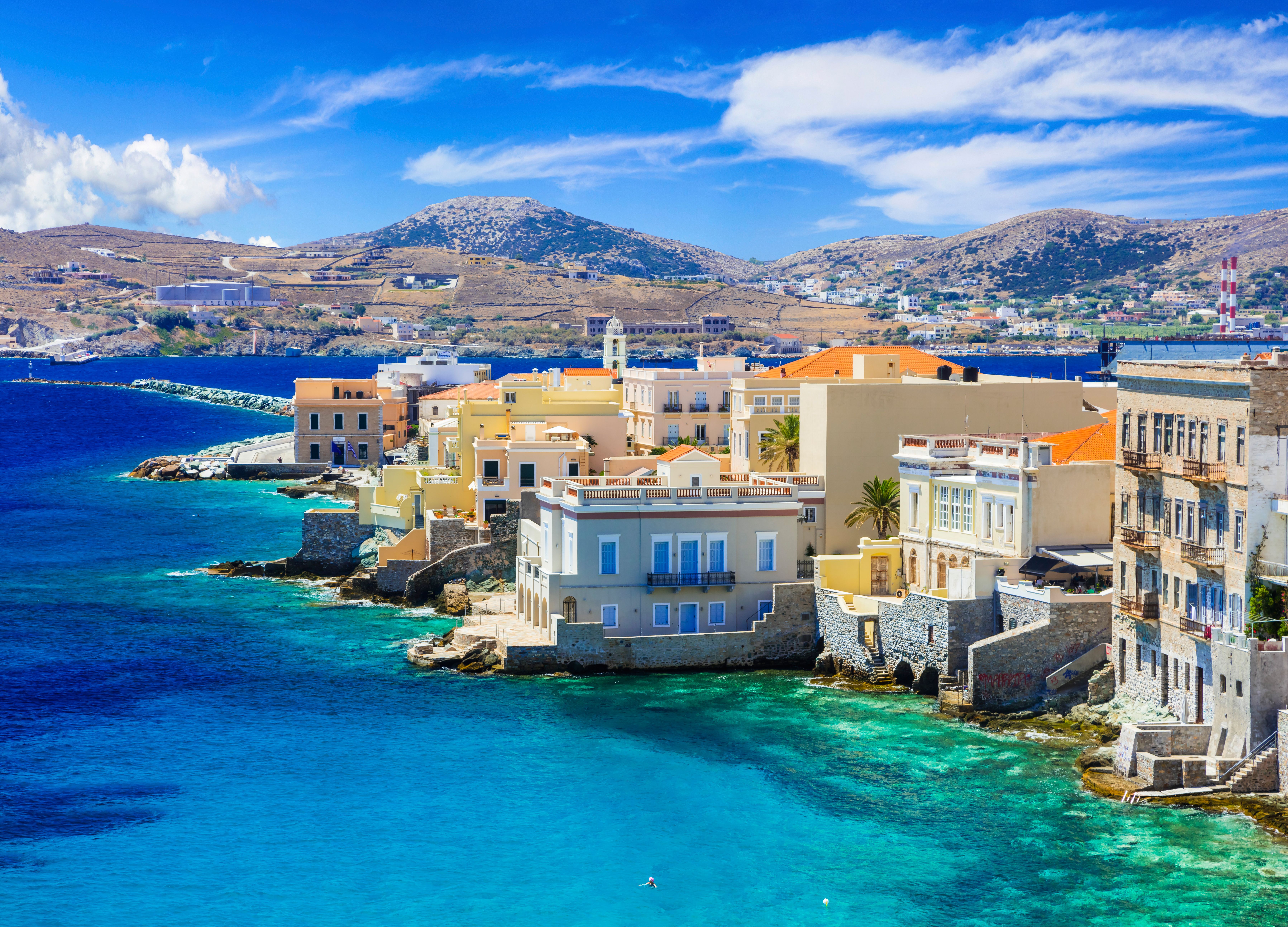 A view of the picturesque island of Syros in Greece