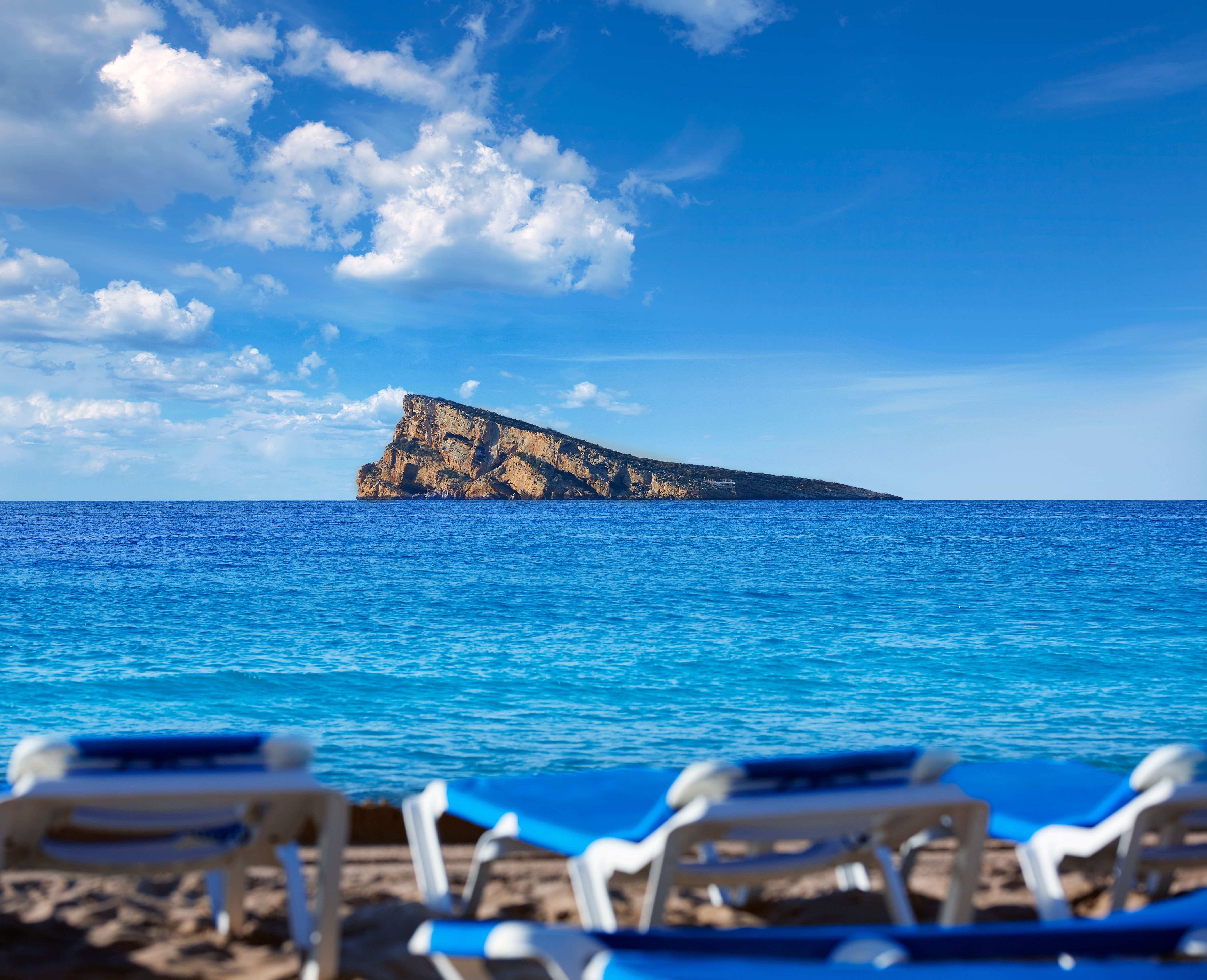 A view across the sea of Benidorm island