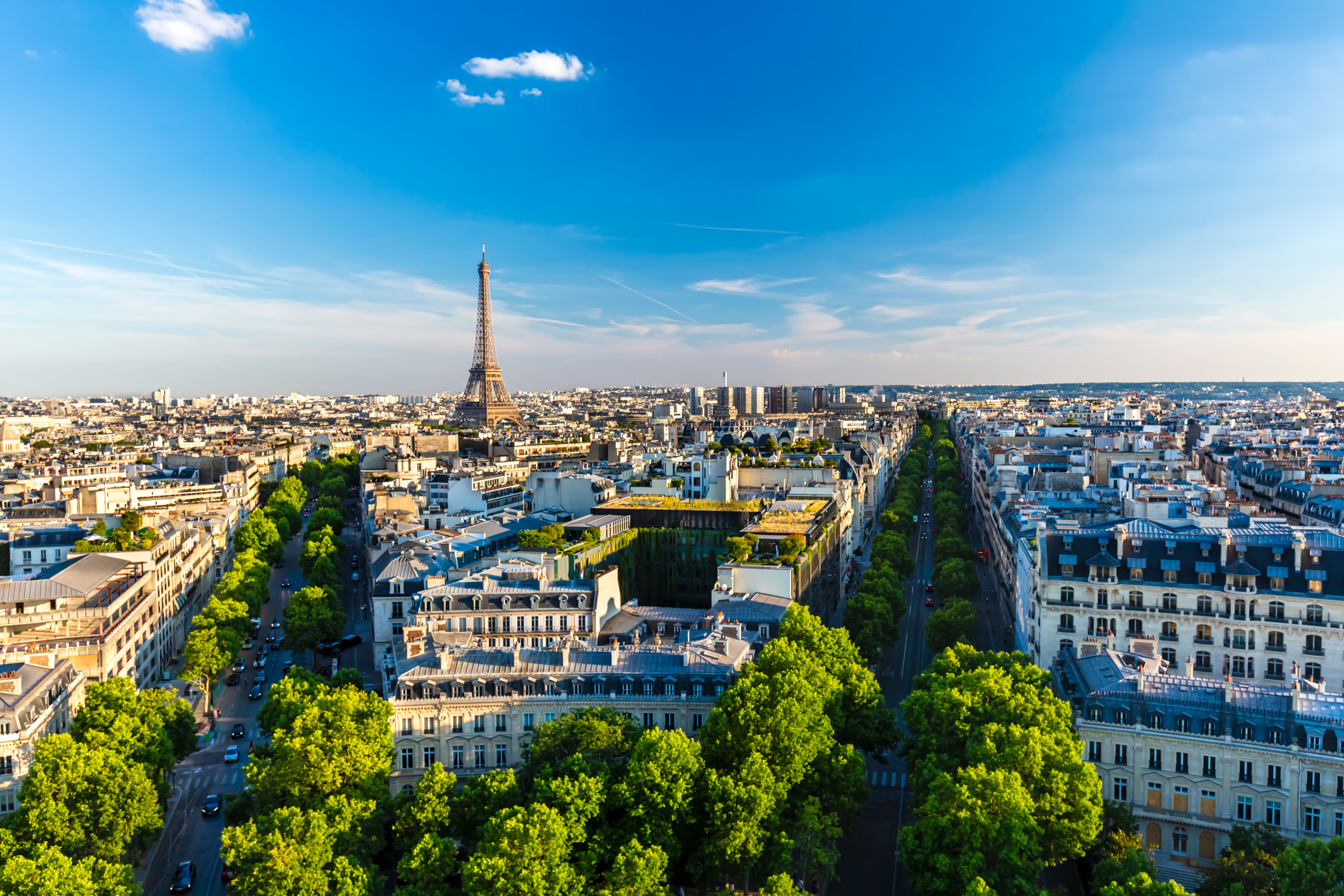Skyline view over Paris with the Eiffel Tower