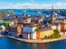 Scenic summer aerial panorama of the Old Town (Gamla Stan) in Stockholm, Sweden
