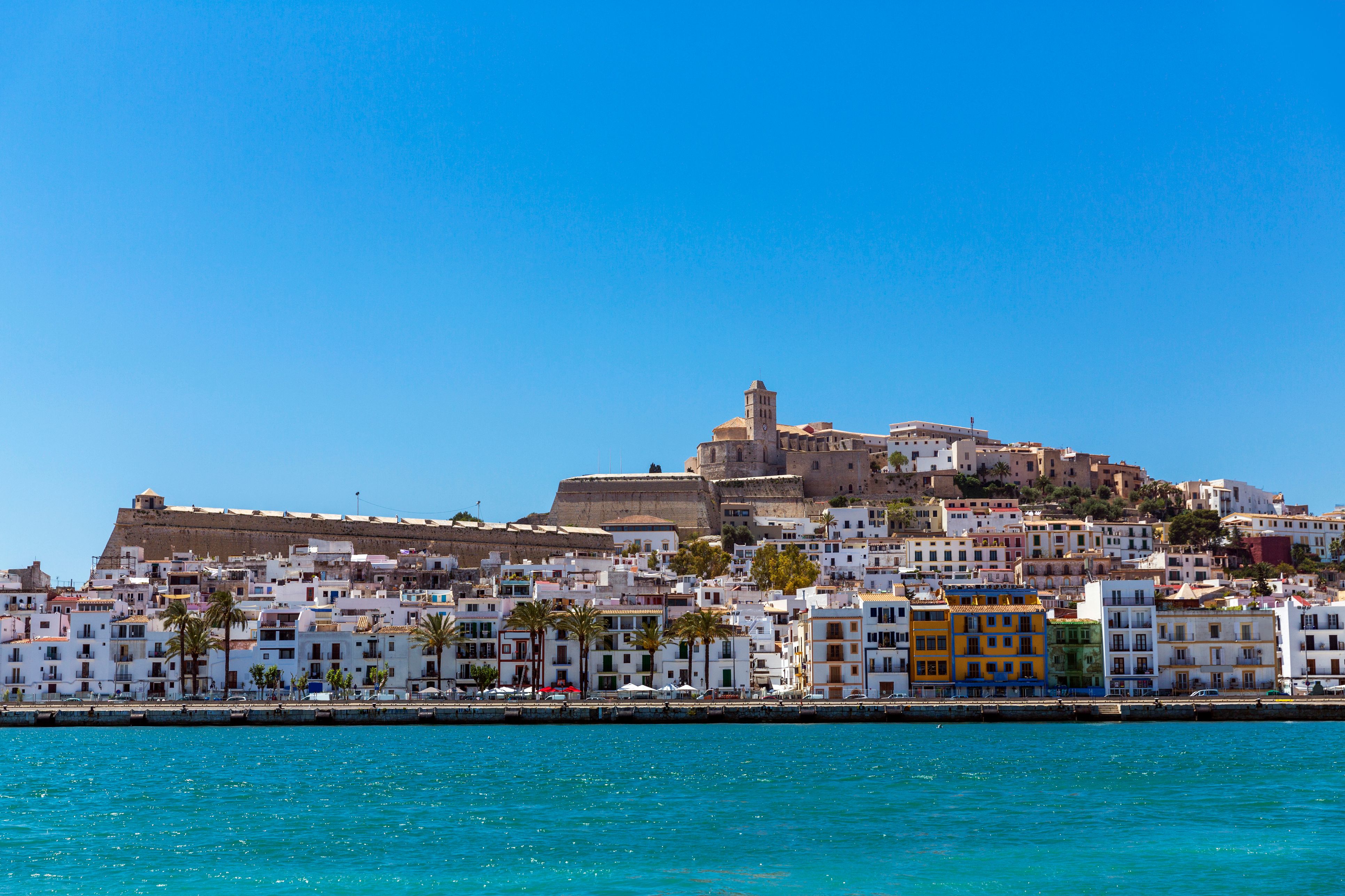 View across the water of Ibiza Town