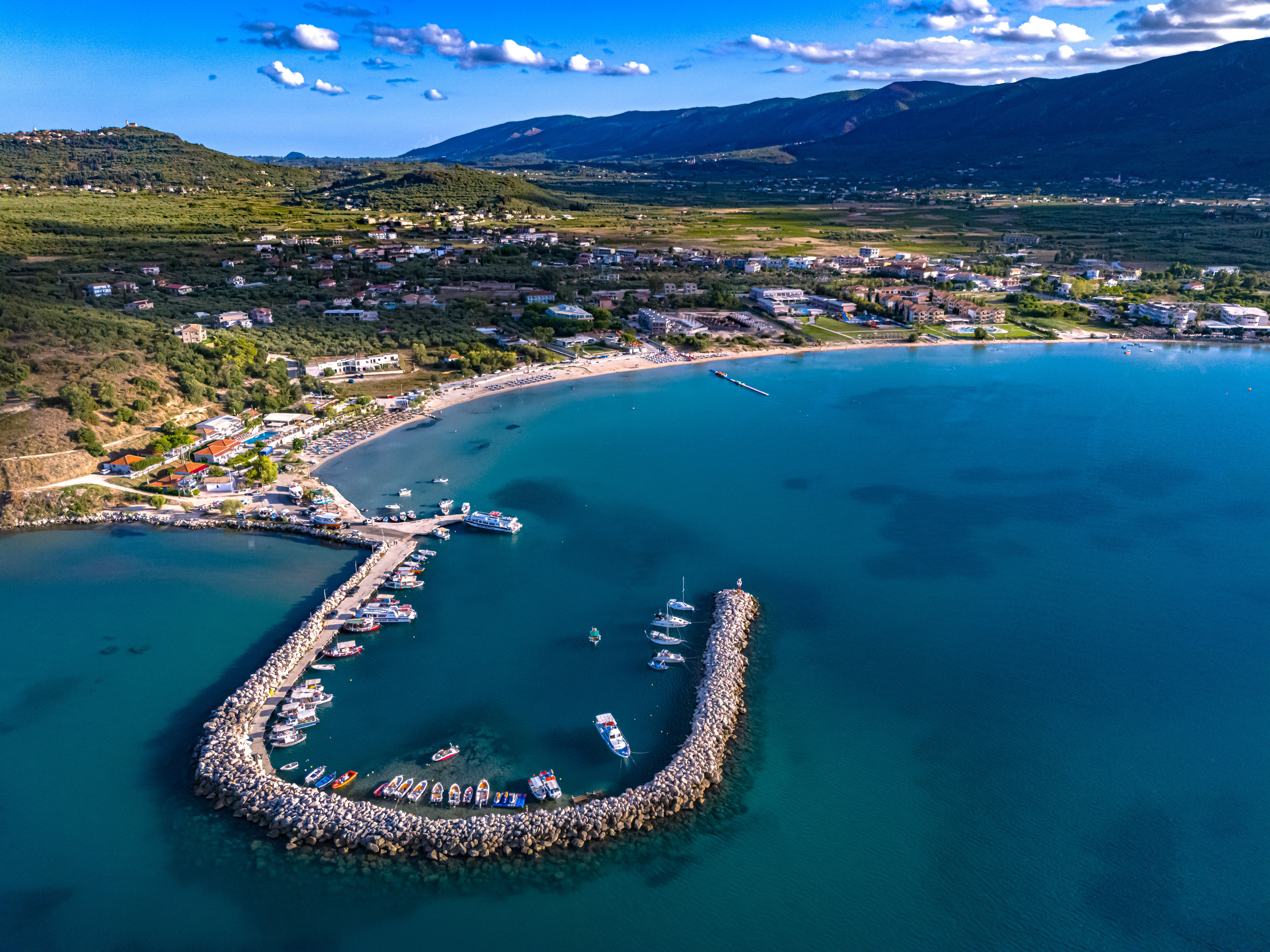 Aerial view of Alykes, on the coast of Zakynthos (Zante)