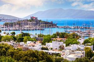 A view of Bodrum Castle and harbour in Turkey