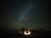 A nighttime shot of camping under the stars in the White Desert in Egypt