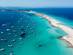 Aerial view of the beaches of Ses Illetes on the island of Formentera in the Balearic Islands