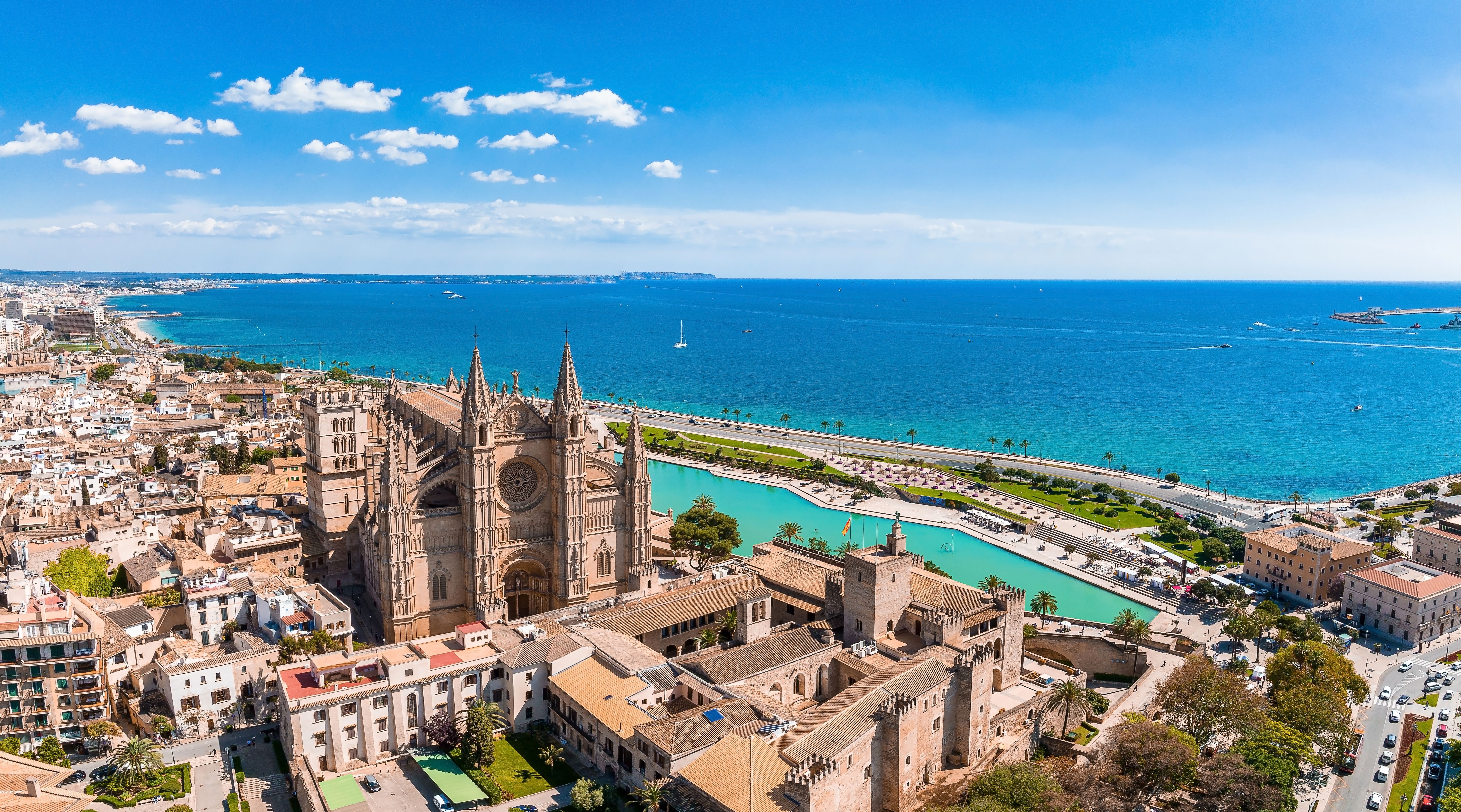 An aerial view of Palma city in Majorca, Balearic Islands