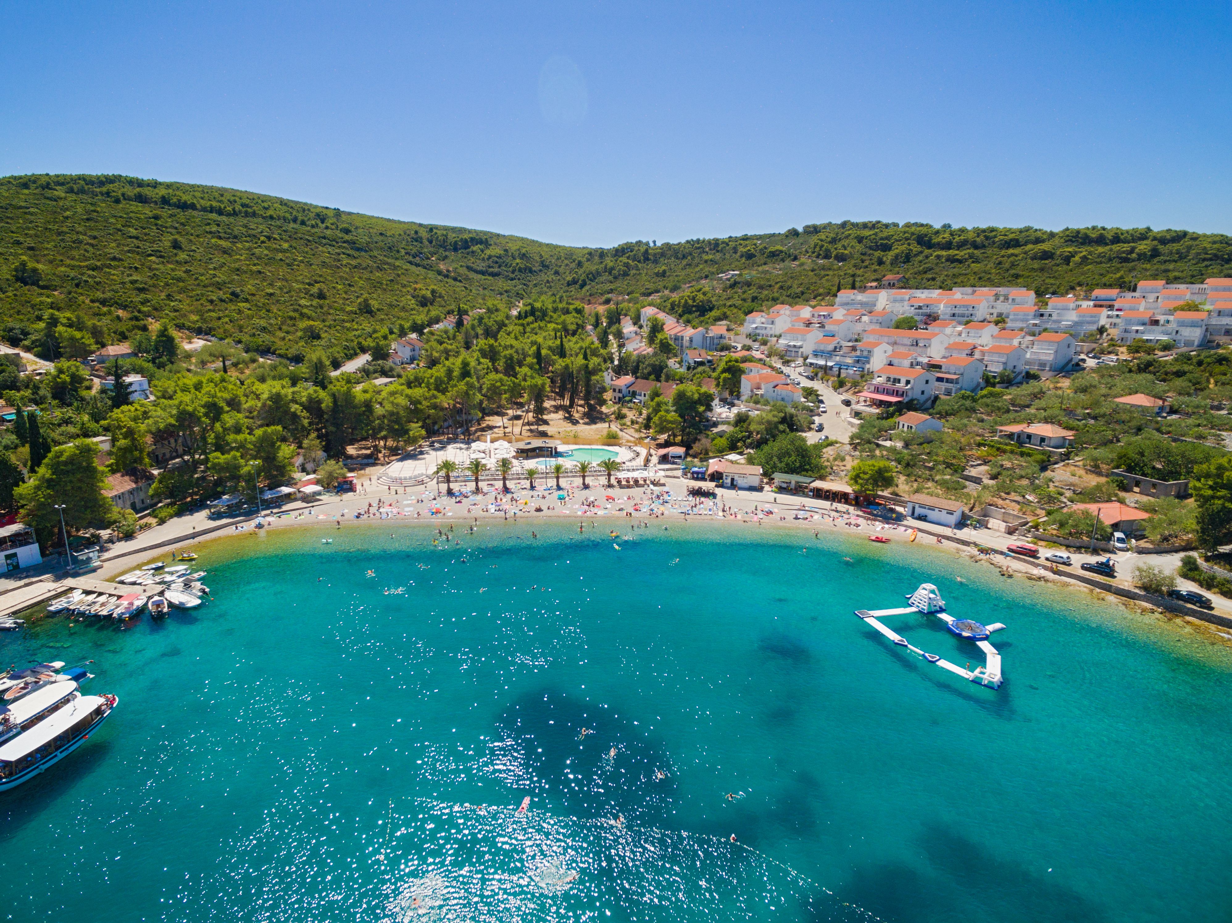 Aerial view of Necujam bay at Solta, Croatia