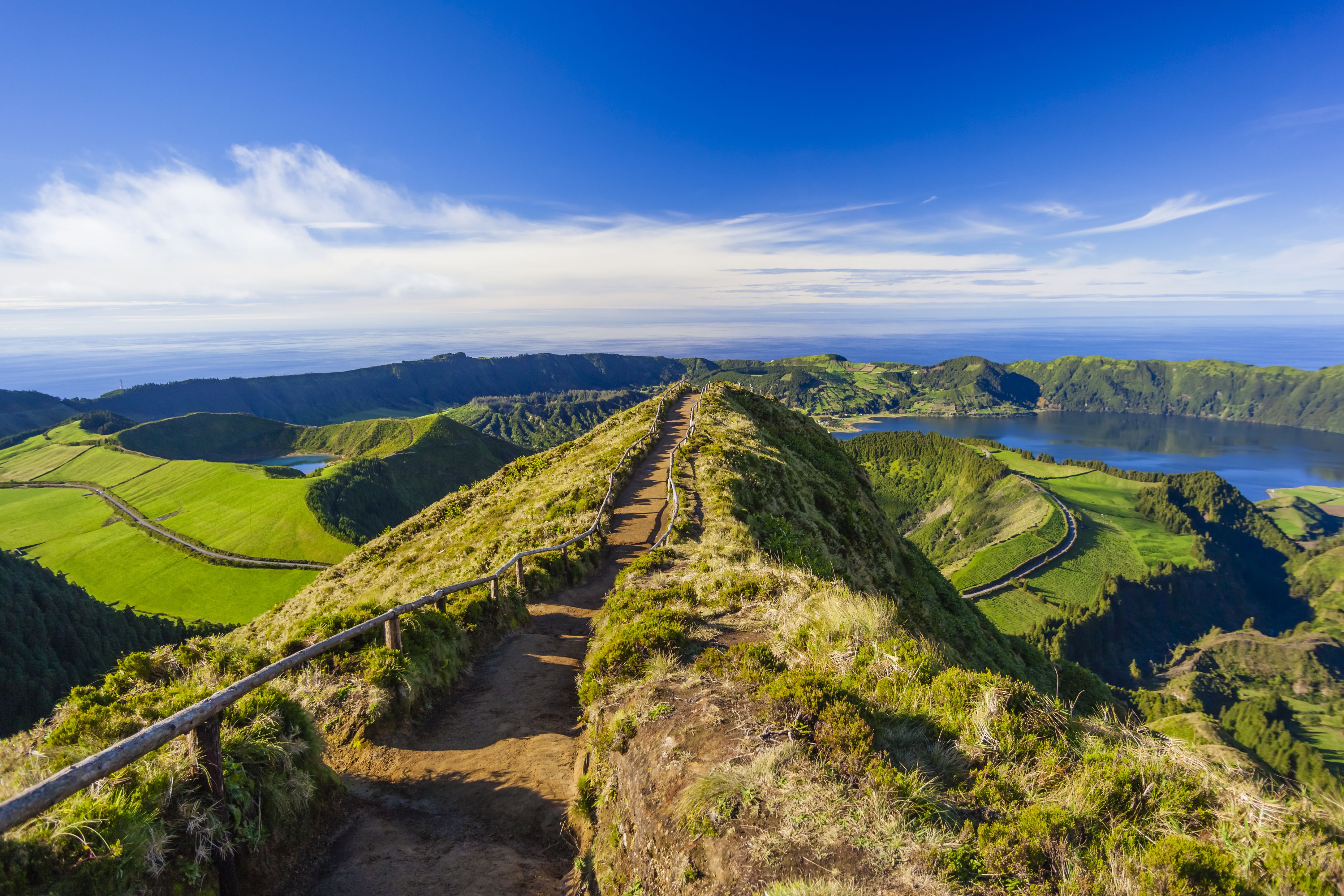 View from Miradouro da Boca do Inferno to Sete Citades, the Azores, Portugal