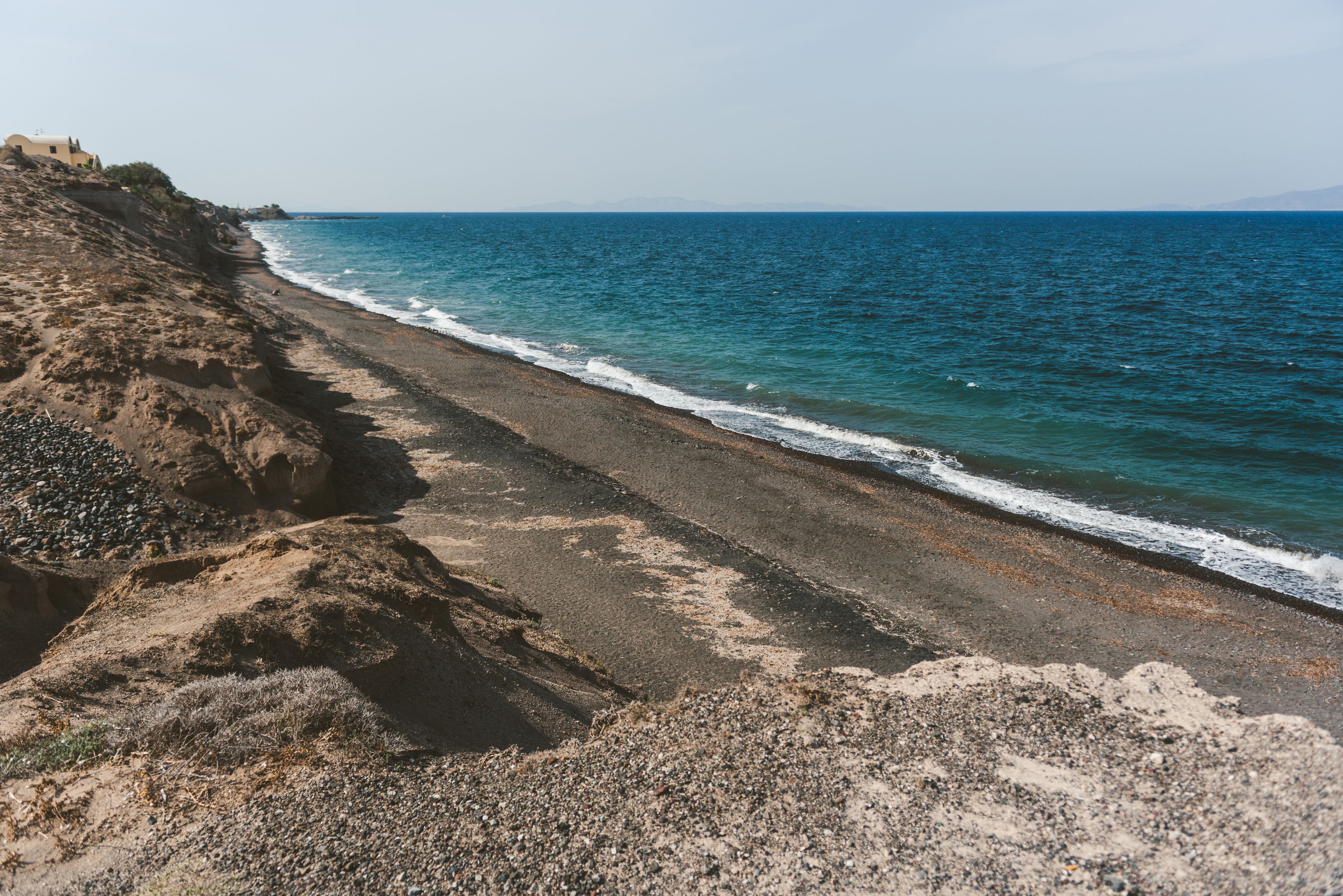 A view of Baxedes beach in Santorini, Greece