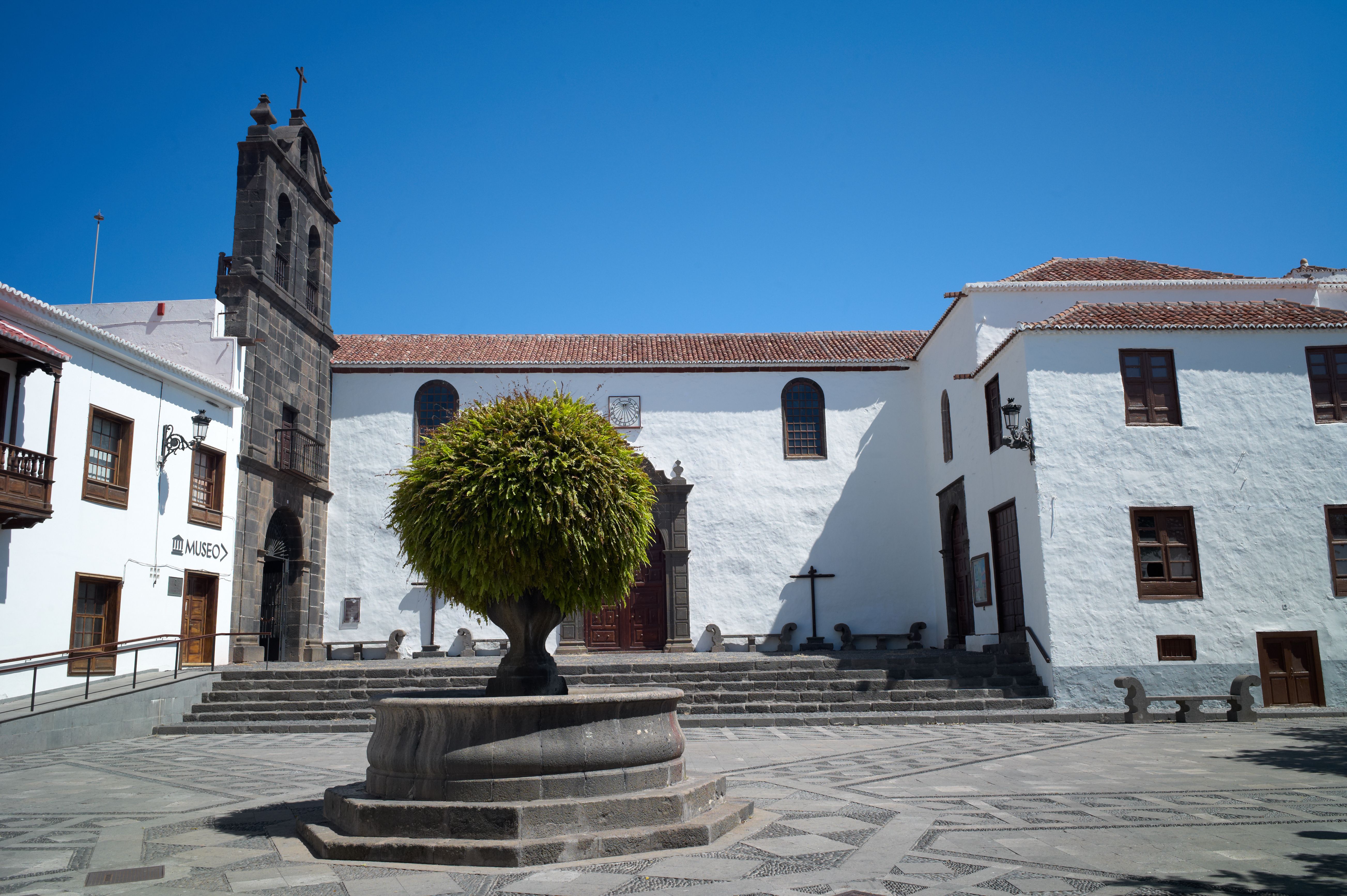 View of the exterior and courtyard of the Museum of La Palma (Museo Insular de La Palma) in the Canary Islands