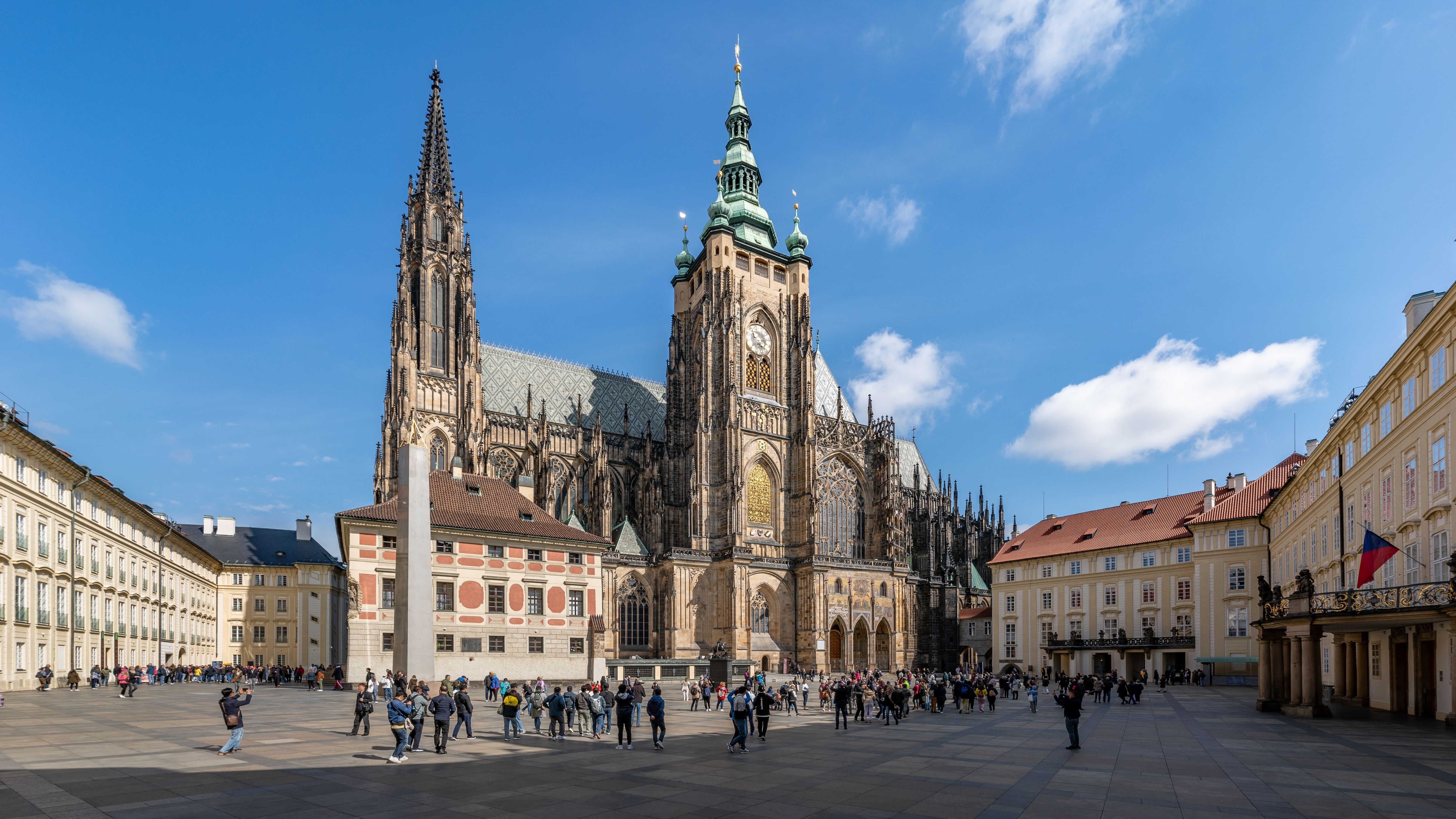 Prague Castle courtyard with St. Vitus Cathedral in Prague, Czech Republic