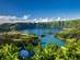 View of the twin crater lakes of Sete Cidades in the Azores, Portugal