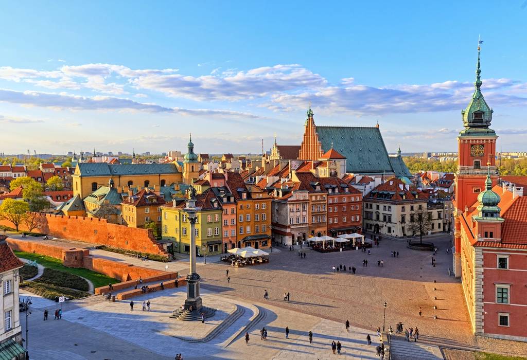 Aerial view of the old town in Warsaw