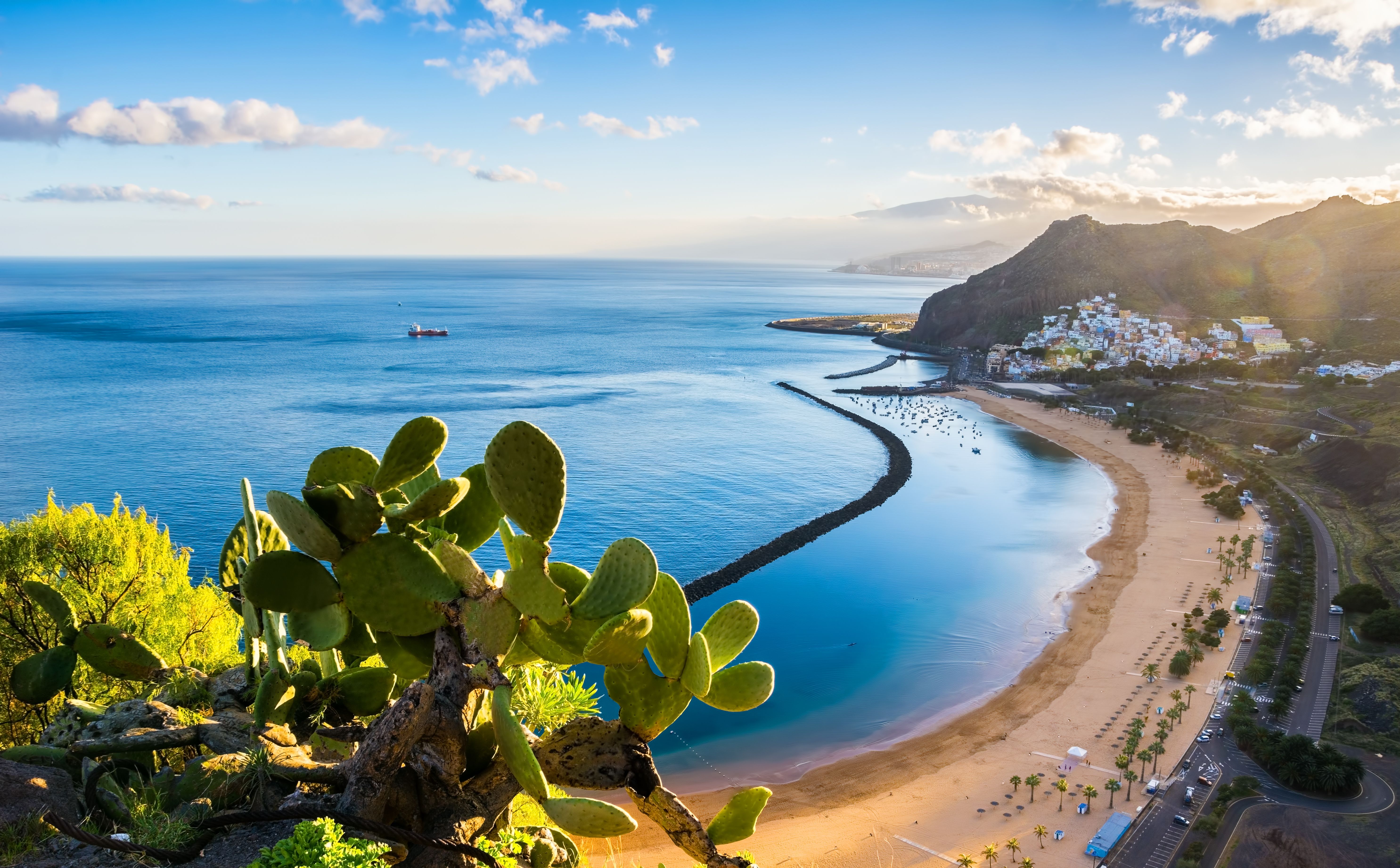 View of the Playa de las Teresitas in Tenerife, Canary Islands on a sunny day