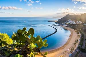 View of the Playa de las Teresitas in Tenerife, Canary Islands on a sunny day