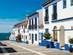 Traditional blue and white houses in Porto Covo, Portugal
